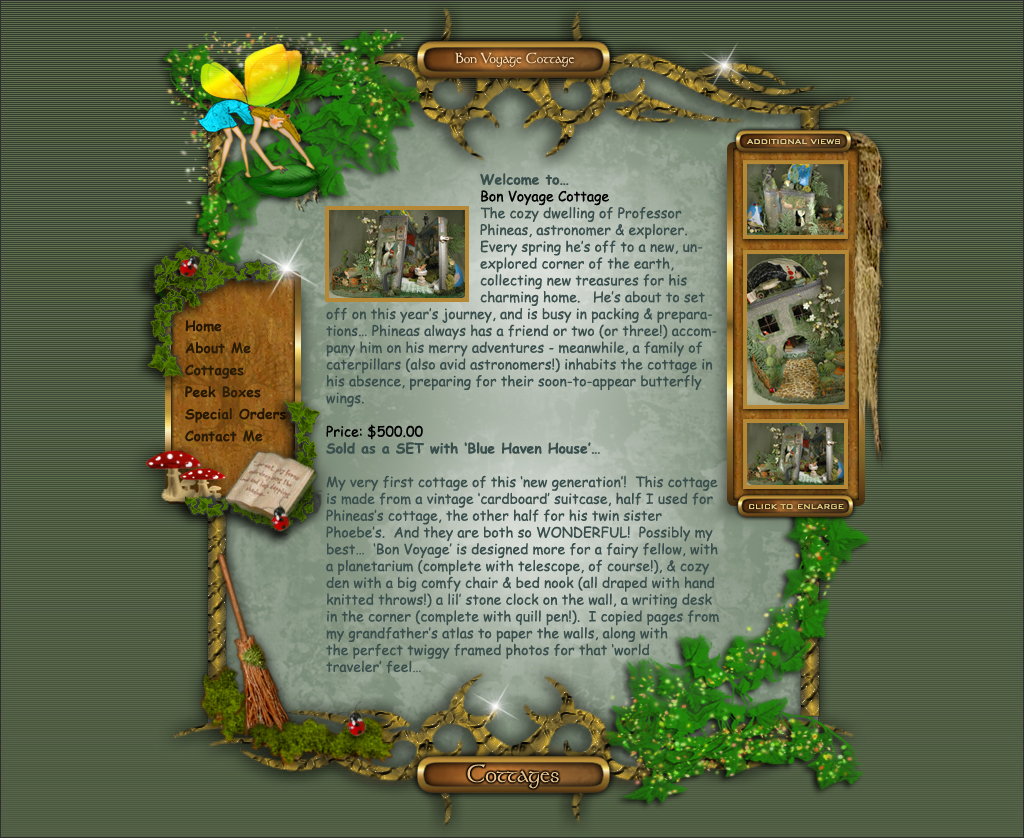 A past website design for Beneath The Leaf
